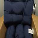 Blazing Needles Solid Twill Square Tufted Chair Cushions (Set of 4), 16", Navy