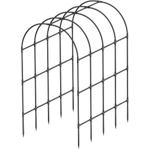 Garden Arch Trellis, Metal Arch Trellis for Climbing Plants Outdoor, Yard, Garden, Climbing Plants w/Decorative Wire Lattice - Black
