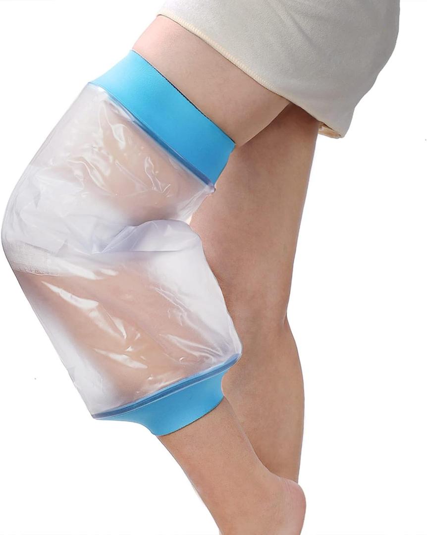Asunby Knee Cast Cover for Shower Waterproof Bandage Cast covers Protector for Knee Replacement Surgery, Wound, Burns Watertight Protection Reusable