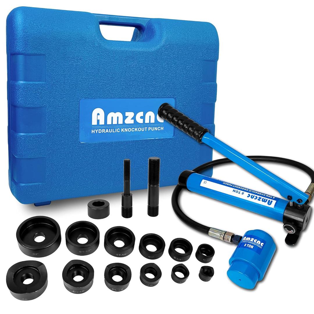 8 Ton Hydraulic Knockout Punch Kit, 1/2-2 Inch, 6 Dies