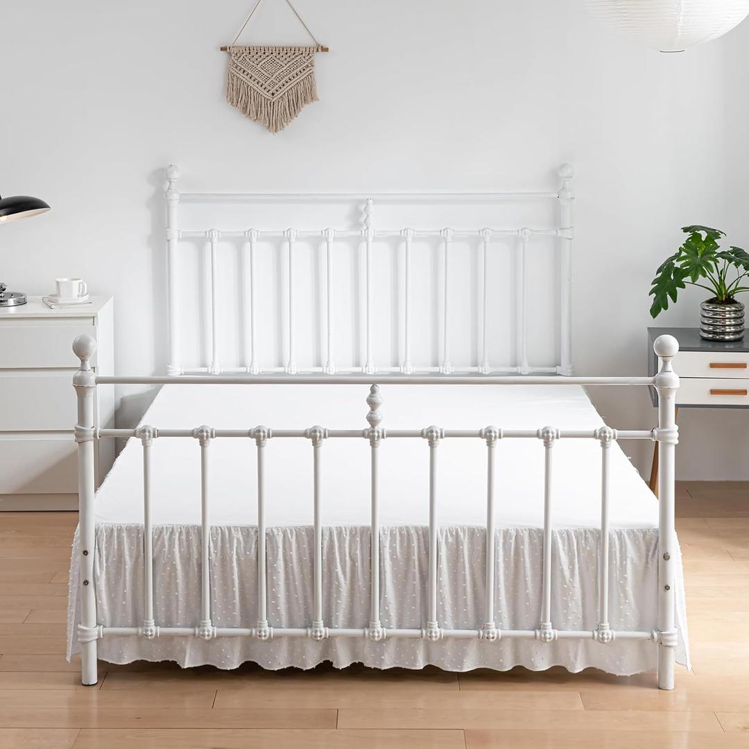 Tufted Dot Bed Skirt Queen Size,Ruffled Bed Skirt with Split Corners, Queen Bed Skirt 18 Inch Drop, Boho Queen Size Bed Skirt White for Ruffled Bed Skirt with Split Corners, Bed Skirt Queen Size