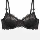 Avidlove Women's Sexy Lace Bra Sheer Underwire Unlined Balconette Everyday Bras Lingerie (Black), Medium