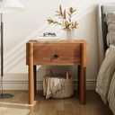 Christopher Knight Home Keelin Modern Nightstand, Wooden Small Night Stand with Drawer, Bedside Table/End Table with Solid Panel Legs, Multipurpose Storage Cabinet for Bedroom/Living Room, Brown