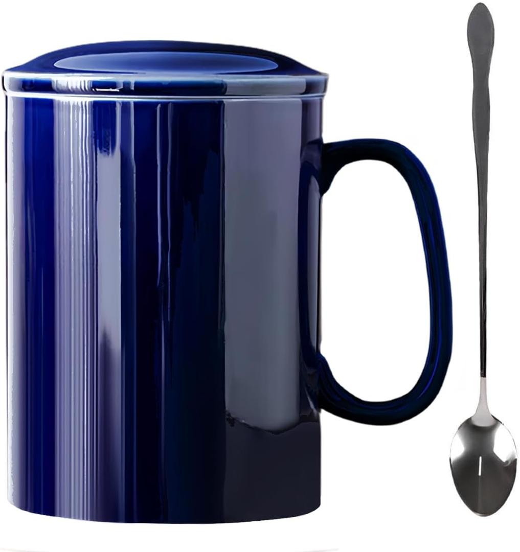 Extra Large Coffee Mug 33 oz, Super Big Ceramic Mug with Lid and Handle, Oversized Coffee Mugs Big Tea Mug for Office and Home (Blue)