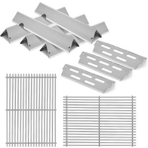 Stainless Steel Grill Grates with 66032 Flavorizer Bars for Weber Genesis II Grill Parts GS4,66095 Cooking Grates 66795 Heat Deflector Replacement Parts for Weber Genesis ii E-310 E-315 S-335