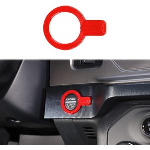 Center Console Engine Start Button Ring Cover Compatible with Ford Bronco 2021 2022 2023 2024 2Door 4Door(1PC,ABS,Red)