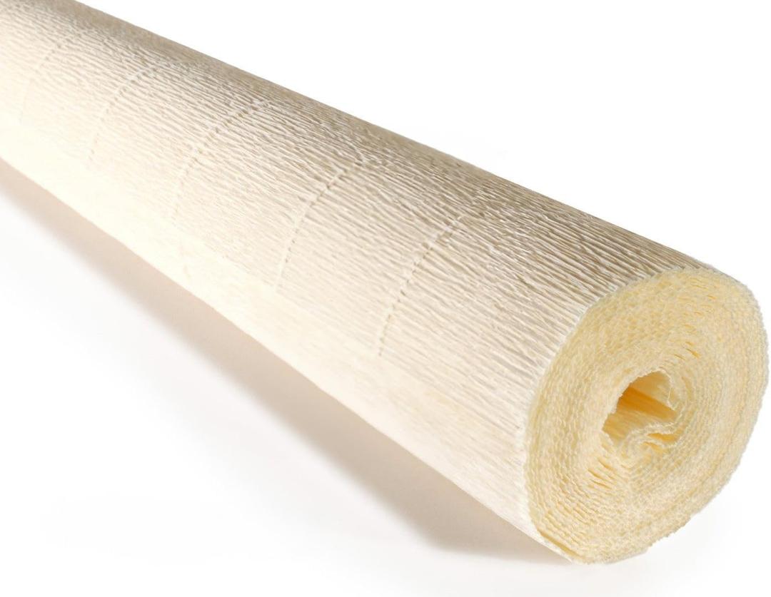 Cartotecnica Rossi 180g 8.2ft Long 19.6 Inch Wide Italian Crepe Paper for Wedding Ceremony Various Large Festivals Decoration (White Cream603)