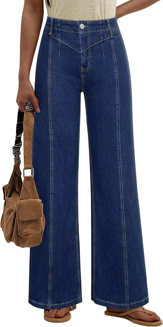 Womens Wide Leg Jeans High Waisted Baggy Jean Fashion Stretch Jeans for Women Trendy Slim Butt Lift Jean Pant (XL)