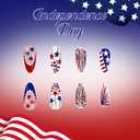 24Pcs Independence Day Press on Nails Medium Almond Fake Nails French Polka Dot Five Pointed Star Glitter False Nails Star Design Glossy Blue Red White Nails Summer 4th of July Nail for Women