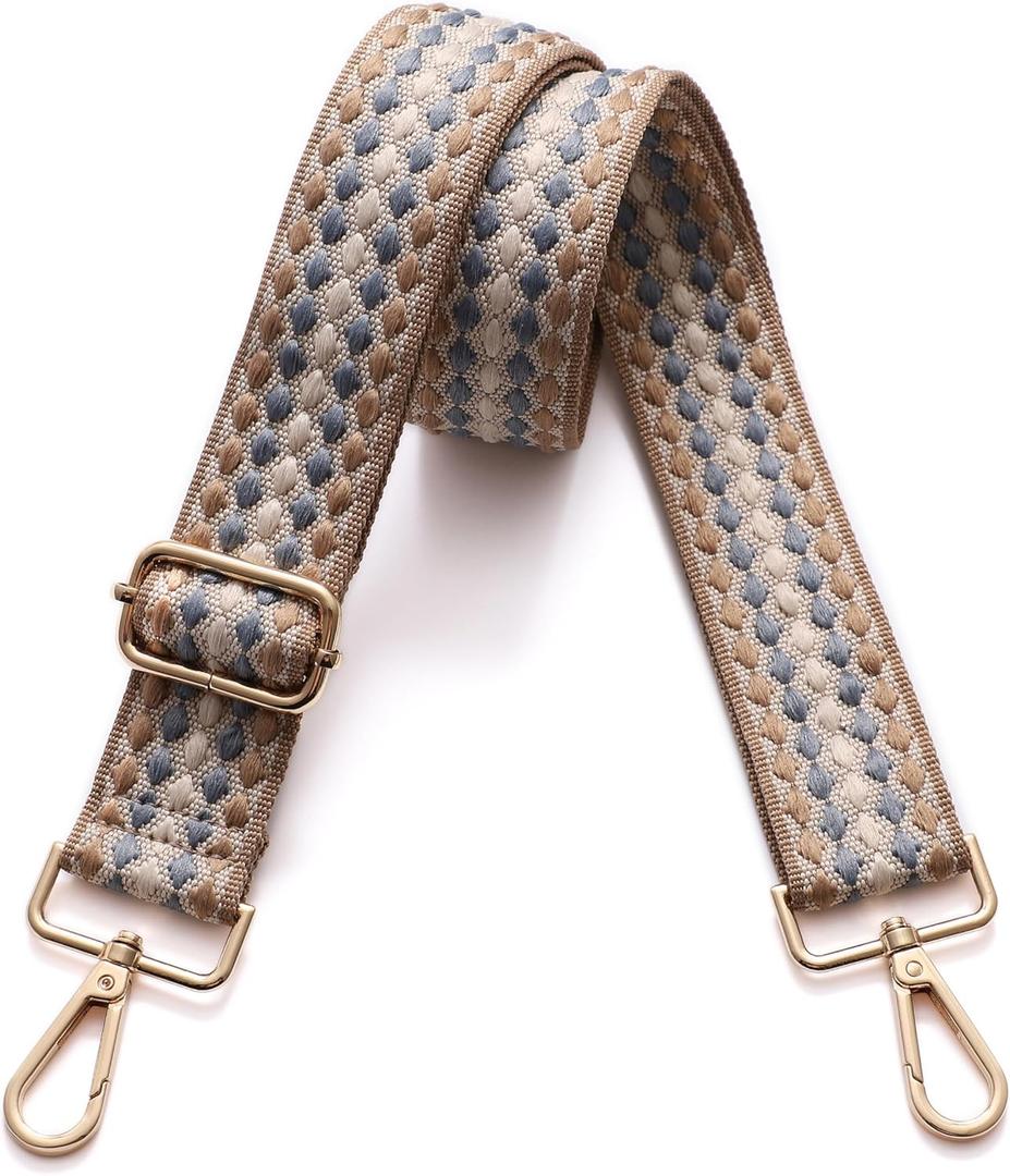 Purse Straps Replacement Wide Crossbody Shoulder Strap for Bags Purse Extender Accessories Guitar Straps (Gold Buckle-347)