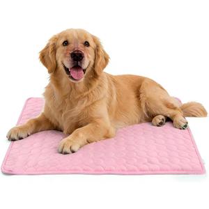 TerraKin Cooling Mat for Dogs and Cats, 27.6" x 21.7" Soft Pet Cooling Pad with Ice Silk Fabric, Comfortable for Crate, Bed, Floor, Sofa(Large, Pink)