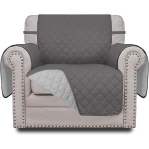 Easy-Going Chair Sofa Slipcover Reversible Sofa Cover Water Resistant Couch Cover Furniture Protector Cover with Elastic Straps for Pets Kids Children Dog Cat (Chair, Gray/Light Gray)