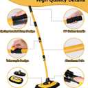 anngrowy 56.7" Car Wash Brush Mop Kit Mitt Sponge with Long Handle Car Cleaning Supplies Kit Tools Car Washing Duster Exterior Scratch Free, Chenille Replacement Head Extension Pole (Black)