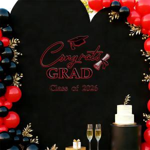 Yigney Graduation Vinyl Decal - Class of 2026 Grad Party Graduation, Congrats Grad Letters Decal Graduations Decar for Grad Party Event Planner Congrats (RED & Balck)