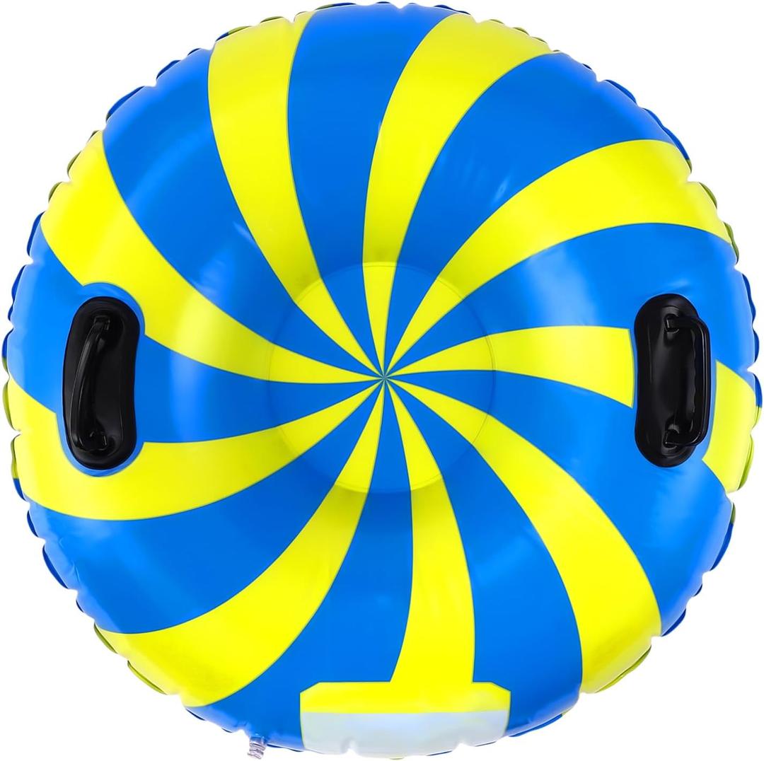 Vertintong Large 35" Inflatable Snow Tube Sled for Adults, Christmas Snow Sled with Thickened Handles and Heavy Duty Bottom, Fun Outdoor Winter Birthday Gift for Tubing Sledding