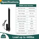 36 Inch Stroke Linear Actuator 12V Heavy Duty 440lbs/2000N IP65 Waterproof Electric Actuator Speed 0.31"/sec with Mounting Brackets