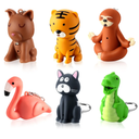 Kenning 6 Pieces Animal Flashlight Keychain Mini Pediatric Nurse Flashlight Badge Reel Pediatric Pen Lights Keychain for Nursing Staff Urgent Care