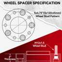 2 x Richeer 2PCS 2'' 5x4.75 Wheel Spacers for Camaro Corvette Eldorado Sonoma Jimmy Firebird S10, Hubcentric 5x120.65mm with 12x1.5 Studs & 70.5mm Center Bore(Don't fit S10 Front hub of 2WD Models)