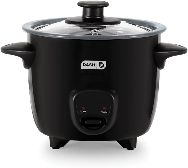 Dash Mini Ceramic Rice Cooker - Designed for Single-Serve Cooking - Compact Rice Cooker with Nonstick Removable Pot, Keep Warm Function & Easy-to-Clean Sleek Design - Black Ceramic