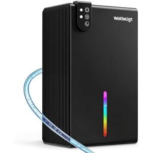 Dehumidifier for Home up to 1000 sq. ft, Small Quiet Dehumidifier with Drain Hose, 98oz Water Tank, Auto Shut Off & 7-Color Ambient Light, for Bedroom, Bathroom, Basement, Living Room (Black)