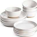 LE TAUCI Plates and Bowls Sets for 4, 12 Piece Ceramic Dinnerware Sets, Modern Stoneware Kitchen Dish Set, Chip Resistant, Microwave & Dishwasher Safe, Arctic White