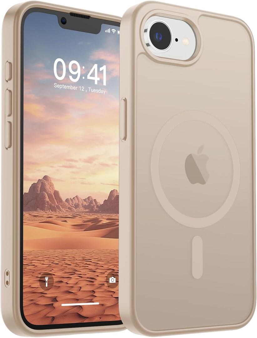 SUPFINE Magnetic for iPhone 16e Case (Compatible with MagSafe)(Military Grade Drop Protection) Slim Translucent Matte Shockproof with Anti-Fingerprint Phone Case 2025,Desert Gold