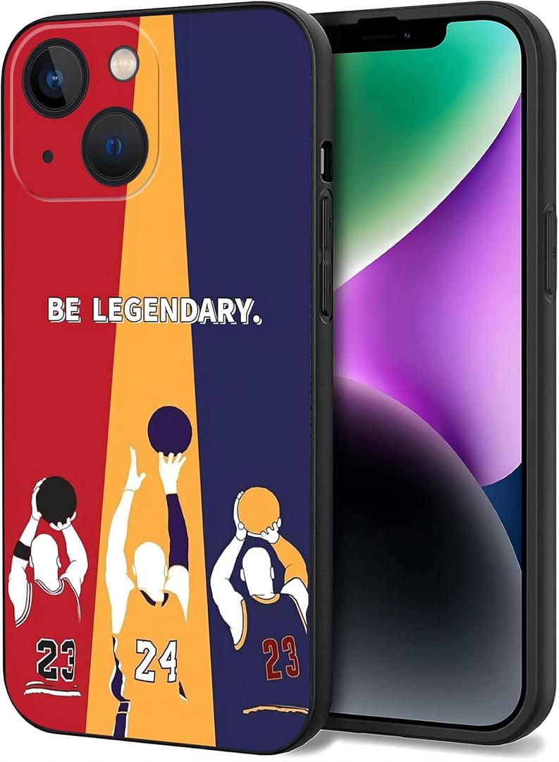 Basketball Legend Player Classic Pattern Designed for iPhone 14 Case, Compatible with iPhone 14 Case 6.1 inch, Soft Silicone Protective Cover, Anti-Scratch Shockproof Phone Case for Men Boys