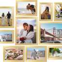 Upsimples 10 Pack Picture Frames Collage Wall Decor for Mounting or Tabletop Display, Photo Gallery Frame Set for Family, Multi Sizes Including 8x10, 5x7, 4x6, Gold
