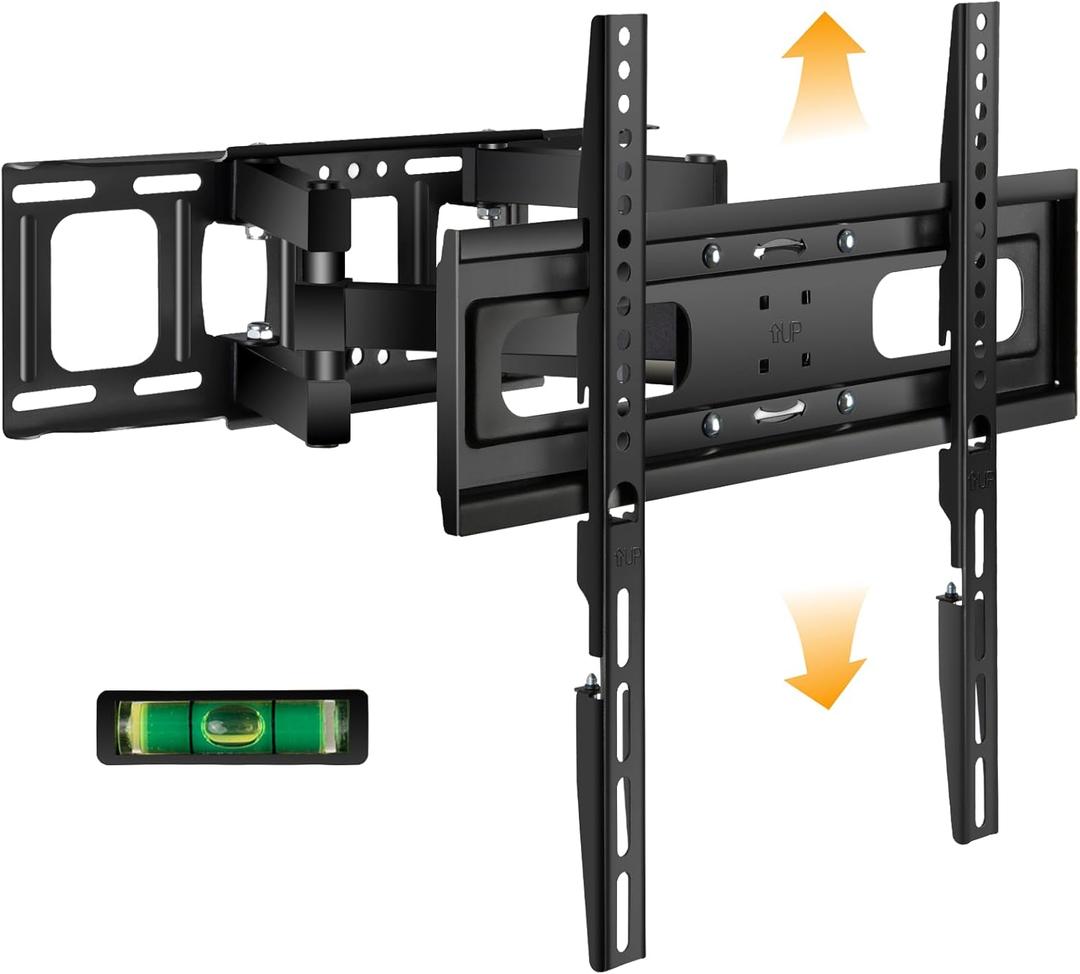 6 Arms TV Wall Mount for 26-65 inch, Full Motion Up Down Swivel Tilt Level Retractable TV Bracket for Flat Curved Max 110 lbs Max VESA 400x400mm, 8"-16" Wood Stud Articulating Wall Mount