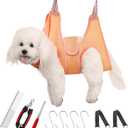 Guzekier Pet Dog Grooming Hammock Harness for Cats & Dogs, Dog Sling for Grooming, Dog Hammock Restraint Bag with Nail Clippers/Trimmer, Nail File, Pet Comb,Ear/Eye Care (S, Weight12-25LB)