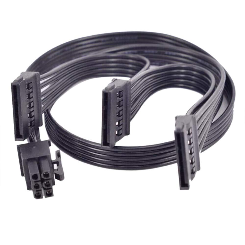 GinTai Power Supply Cables Electric wires conductors connection fittings therefor for EVGA 1000 GQ 80+Gold 1000W Modular PSU 6-Pin to 3x SATA & PCI-E Splitter SSD/HDD/Optical Drive Compatible (28.7in)