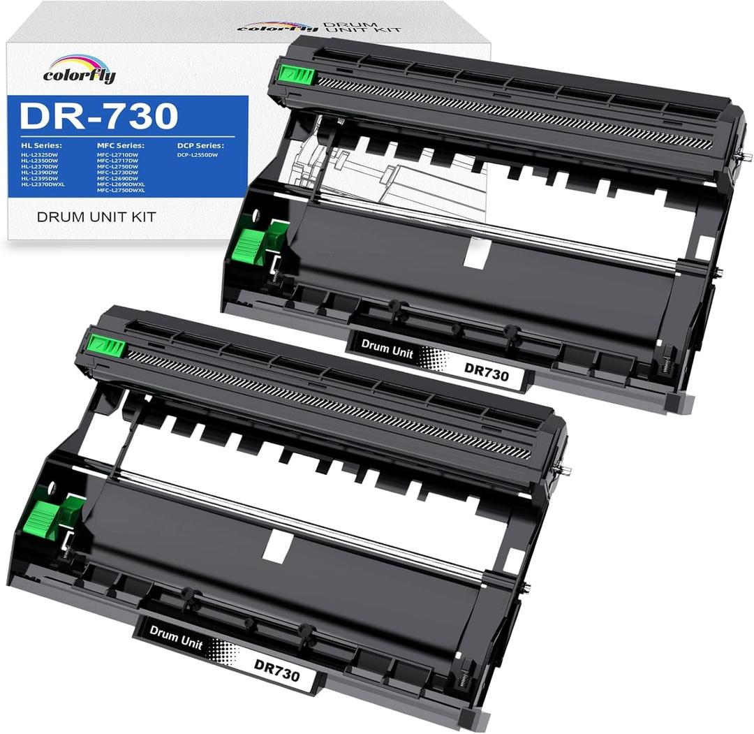 High Yield DR730 Drum Unit Replacement for Printer - 2 Packs, Compatible with HL-L2350DW MFC-L2710DW DCP-L2550DW MFC-L2750DW HL-L2390DW HL-L2395DW MFC-L2690DW HL-L2370DW HL-L2370DWXL Printers (2*Black)