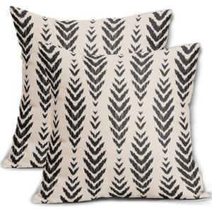 Sweetshow Boho Pillow Covers 18x18 Set of 2 Bohemian Ethnic Black Geometric Herringbone Print Decorative Throw Pillows Outdoor Pillowcase Square Linen Farmhouse Cushion Case Decor for Couch Sofa Bed Sweetshow Boho Pillow Covers 18x18 Set of 2 Bohemian Ethnic Black Geometric Herringbone Print Decorative Throw Pillows Outdoor Pillowcase Square Linen Farmhouse Cushion Case Decor for Couch Sofa Bed