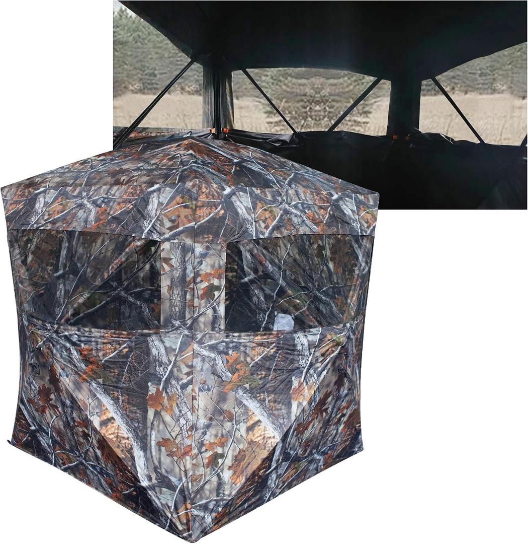 THUNDERBAY SPUR Collector 3 Person Hunting Blind, Portable Ground Blind with Silent Windows, Portable Durable Hunting Tent for Deer & Turkey Hunting