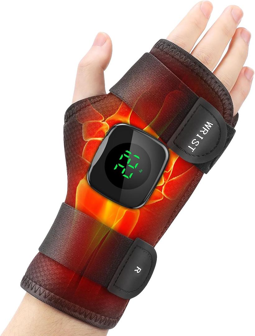 Cordless Wrist Brace Heating Pad, Hand Wrap Brace Heated Wrist Wrap for Wrist Hand Brace Heated Pad for Support with 3 Heat Levels Wrist Warmers for Men Women (for Right Hand)