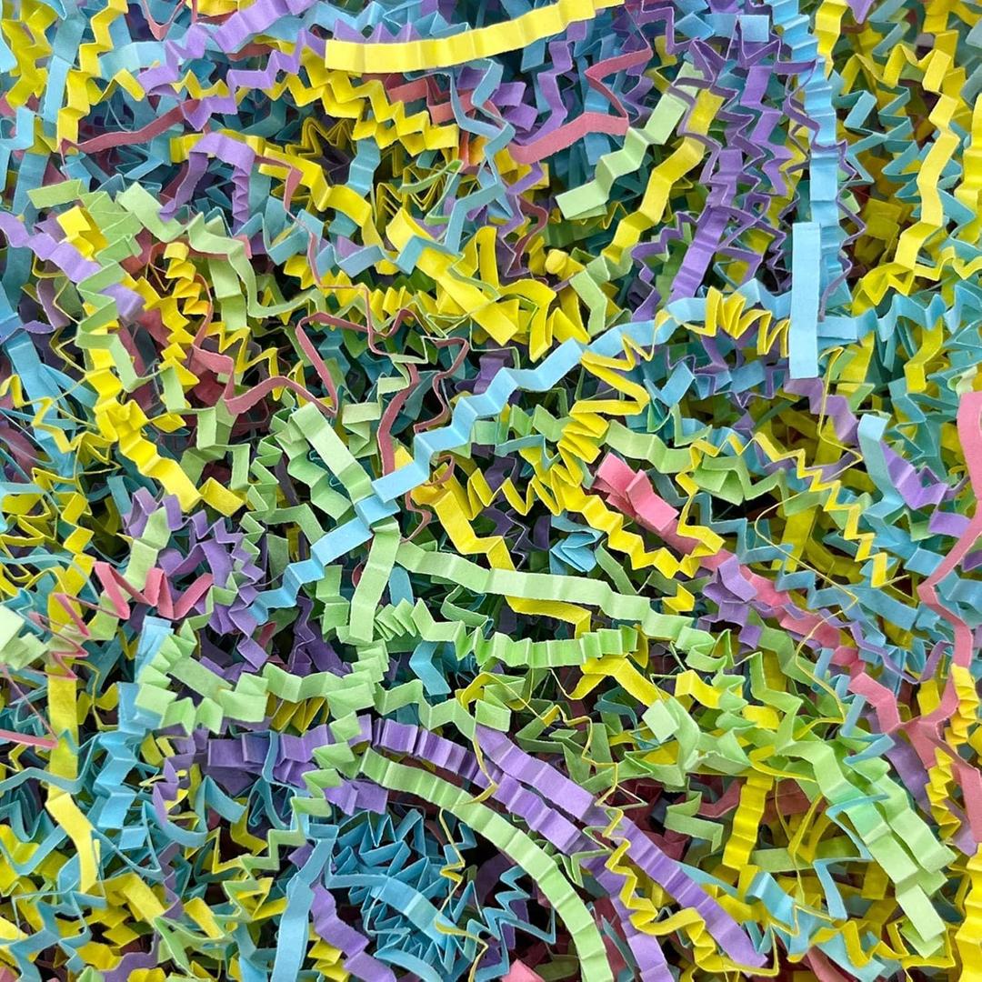 Colorful Crinkle Cut Paper Shred Filler, 1 LB Easter Basket Filler Shredded Paper, Confetti Stuffing for Basket Filling, Easter, Birthdays, Weddings, DIY Gift Wrapping, Stuffer Party Supplies