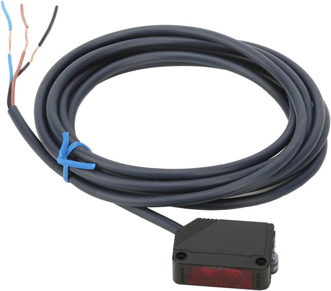 ViaGasaFamido Photoelectric Beam Sensor Switch 100mm Detection Distance 12-24VDC NPN Diffuse Reflection Switch Photoelectric Sensor with 5.91ft Cable