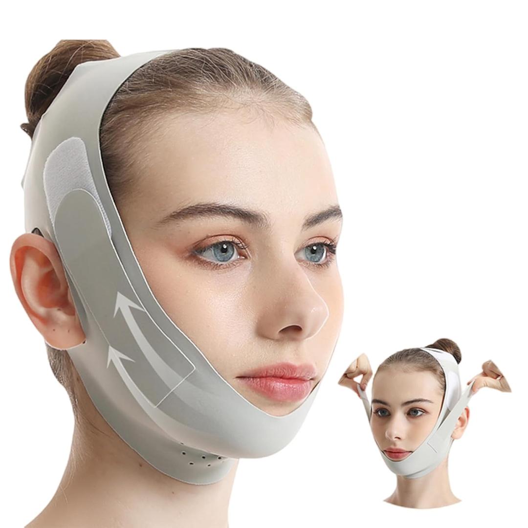 Chin Strap for Sleeping, Double Chin Reducer for Women, Jawline Shaper, Adjustable V-Line Lifting Mask, Chin Up Patch, Reusable Facial V-Shaped Belt, Overnight Shaped Face Mask for Sagging(1pc-Green)