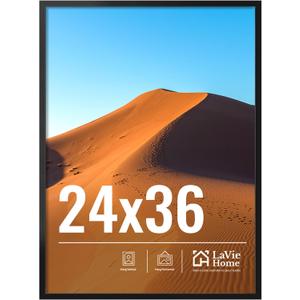 LaVie Home 24x36 Picture Frame for Wall Display, 24x36 Black Picture Frame with HD Plexiglas, 24 x 36 Poster Frame 1 Pack, Display Frame for Vertical or Horizontal, Classic Collection