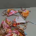 SweatyRocks Women's 3 Piece Swimsuits Floral Print Halter Triangle Bikini Sets Bathing Suit with Cover Up (Large)