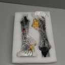 2 Pcs Christmas Lighted Table Decor 10" Resin Figurine Table Centerpiece with Light up Streetlights Battery Operated Xmas Mini Street Statue Glow for Home Fireplace Shelf(Black Streetlight)