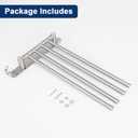 NearMoon Swivel Towel Rack, 13.8" Thicken 304 Stainless Steel 4-Arm Towel Bar, Space Saving Wall Mounted Towel Holder with Hook, Rustproof Swing Out Towel Hanger for Bathroom, Kitchen (Brushed Nickel)