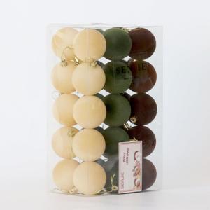Senjie 30pcs Velvet Christmas Balls Flocked Christmas Tree 2.36inch Ornaments Multicolor Plastic Balls Xmas Hanging Ornaments Decoration(Brown,Green and Khaki Each 6pcs)