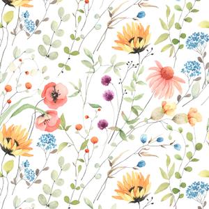 VEELIKE Watercolor Floral Wallpaper Peel and Stick Vintage Dreamy Flower Wallpaper for Girls Bedroom Nursery 17.7''x118'' Self Adhesive Boho Floral Wall Mural Contact Paper for Cabinets Shelves Drawer