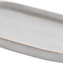 10x5 Bathroom Vanity Tray, Oval Ceramic Decorative Perfume Candle Tray for Bathroom/Kitchen Counter, Grey (Gray)