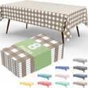 misaya 8 Packs Buffalo Disposable Table Cloth, 54 x 108 Inch Waterproof Plastic Tablecloth, Rectangle Khaki and White Checkered Table Covers for Picnic, Birthday, Party