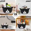 Small Storage Basket, Cute Woven Rope Cotton Storage Basket for Nursery, Baby Towel Bins with Ears Handles, Animal Decor Dog Towel Decor Bear Toy Cat Dog Bins, 8.7" D x 5.5" H IN