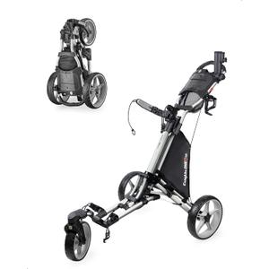 Caddytek CaddyLite ONE-Swivel V8 Golf Push Cart - Lightweight 3 Wheel Foldable Cart with One-Click Folding, 360 Swivel Front Wheel, Adjustable Handle, Cooler Basket, Umbrella & Drink Holder, One Size
