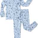 PATPAT Toddler Pajama Set with Premium Soft Wool & Tencel Blend, Snug Fit Pjs Temp-Balancing Sleeper for Kids Baby Boy Girl (9-12 Months, Bunny Bluebell)