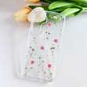 LSEEKA for Samsung Galaxy S25 S24 Clear Case with Pressed Real Dried Pink Flower Design,Transparent Glitter Cute Floral Slim Soft TPU Protective Phone Cover for Samsung Galaxy S25 S24